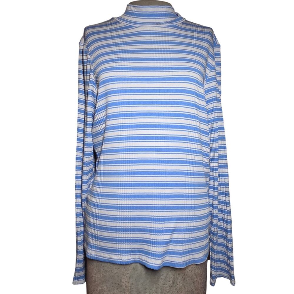 Pink Victoria Secret Striped Ribbed Mock Neck Top Size XXL